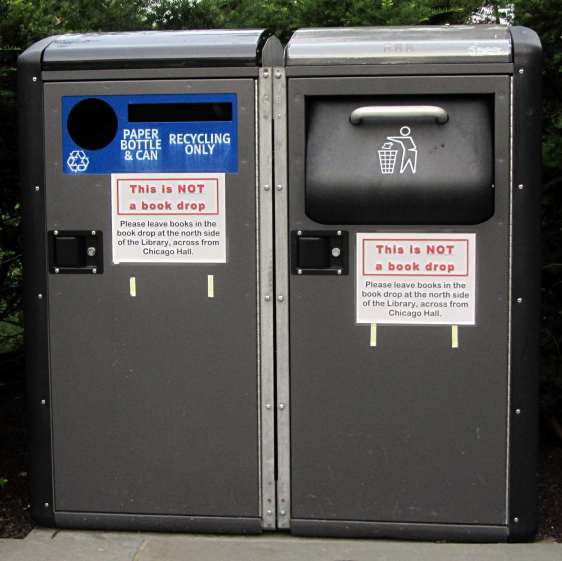 Vassar Library - Trash and recycling containers