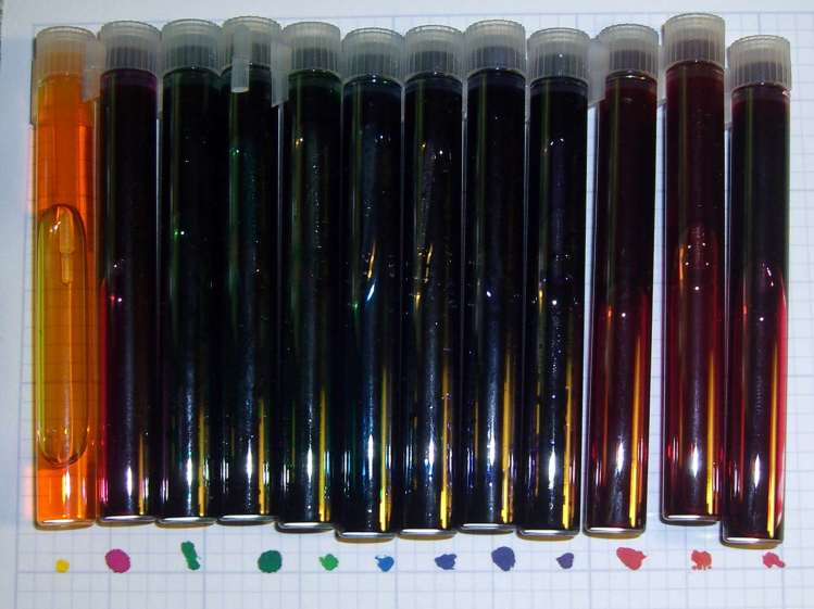 CMY Printer Ink Mixes - paper spots