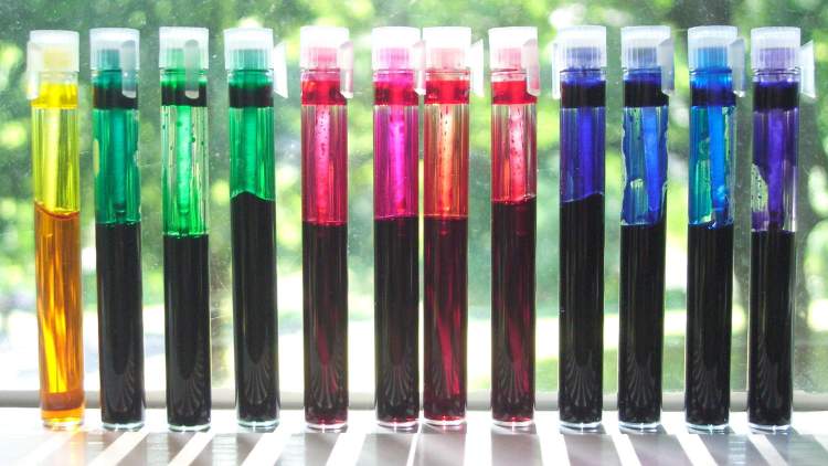 CMY Printer Ink Mixes - backlit