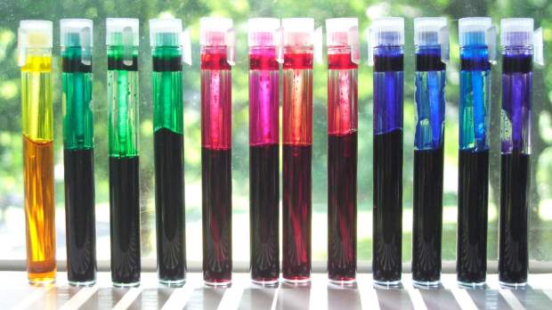 CMY Printer Ink Mixes - backlit