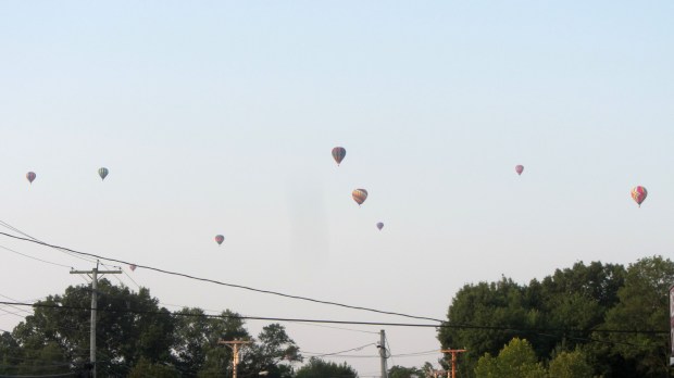 Hot Air Balloons over Red Oaks Mill - view from ROM