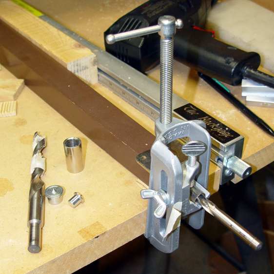 Sears Sewing Table - leg drilling setup - overview