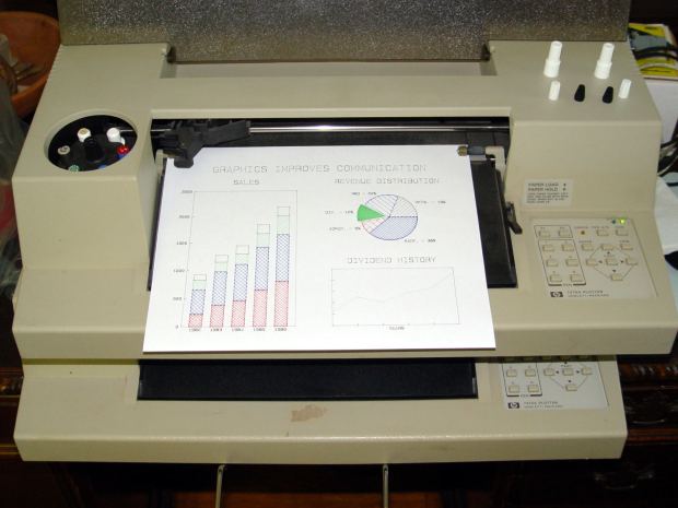 Stacked HP 7475A Plotters
