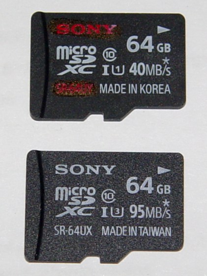 Sony 64 GB MicroSDXC cards - front
