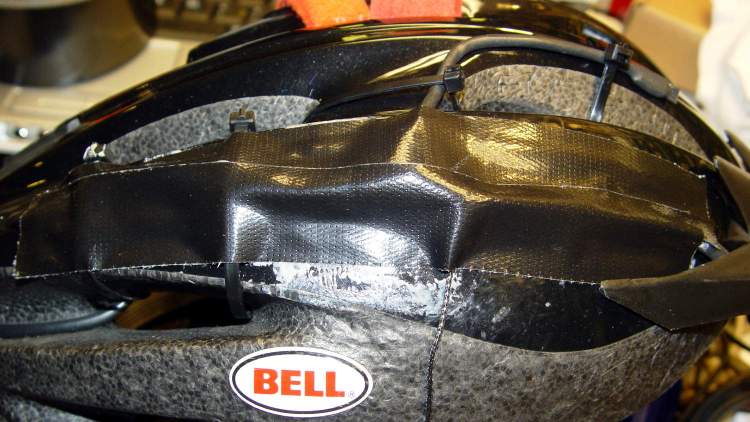 Bell Helmet - re-taped mic-earbud wiring