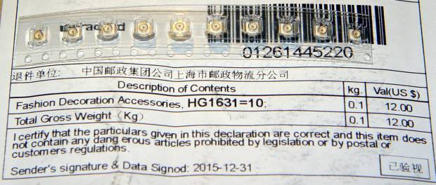 U.FL Connectors - Customs declaration