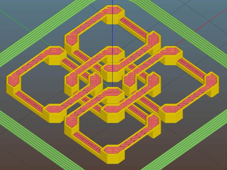 Slic3r 7c8b710 - diagonal bridging on links