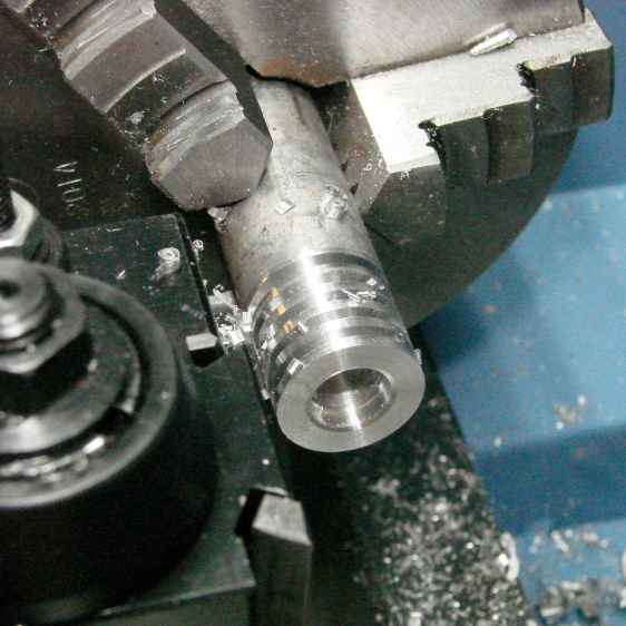 LMS Mini-lathe - first cut - drilled and slotted