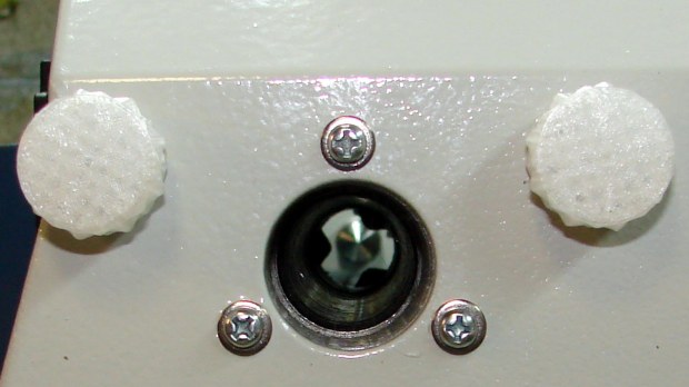 LMS mini-lathe - view through cover and spindle