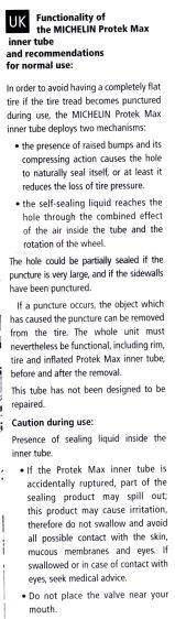 Michelin Protek Max Tube - instructions