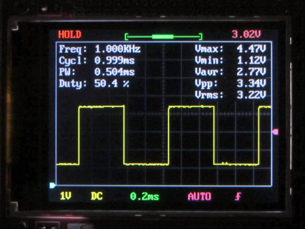 DSO138 oscilloscope screen - trace data
