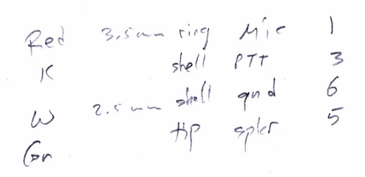 Baofeng speaker-mic cable - pins and colors