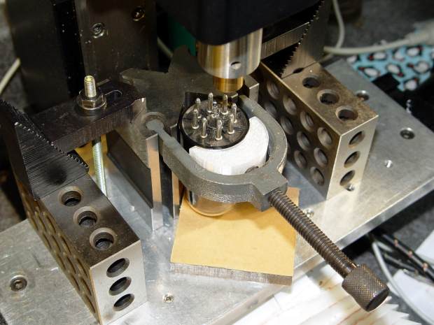 Octal tube clamped on Sherline mill
