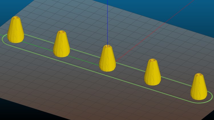 Miniblind cord cap - 5 sequential - Slic3r preview