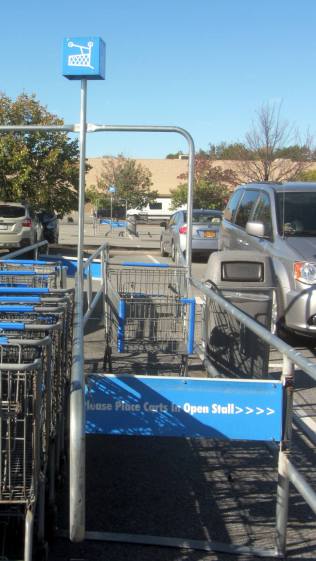 Walmart cart corral - backwards and upside down