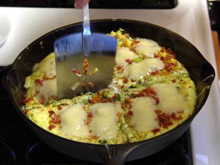 Omelet in cast-iron pan