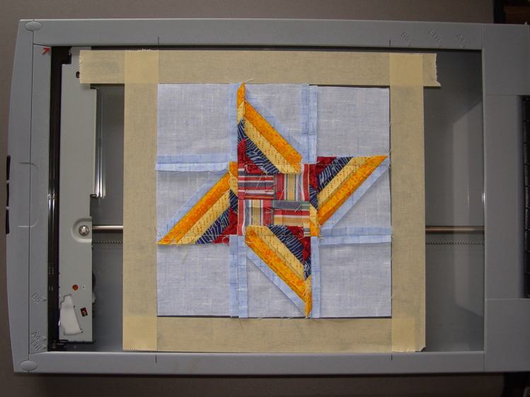 Quilt block in scanner template