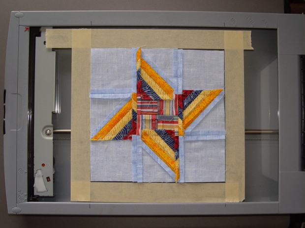 Quilt block in scanner template