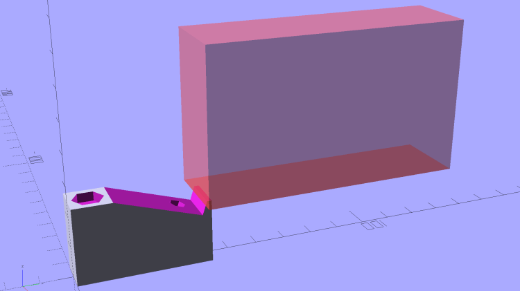 Kitchen Light Bracket - angled - tab cutoff - solid model