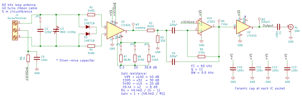 60 kHz Preamp - Kicad schematic