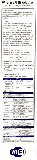 SunFounder RT5370 USB WiFi Adapter Specs