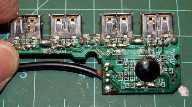 Hacked USB hub - PCB mods