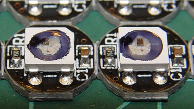 WS2812 LEDs - leak test - detail