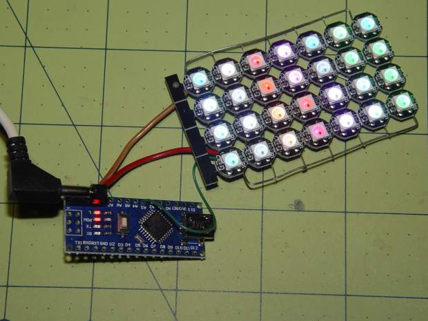 WS2812 4x7 LED test fixture - front