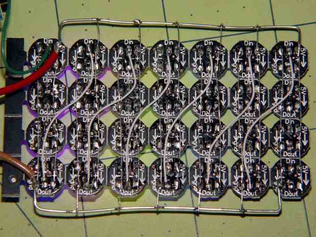 WS2812 4x7 LED test fixture - wiring