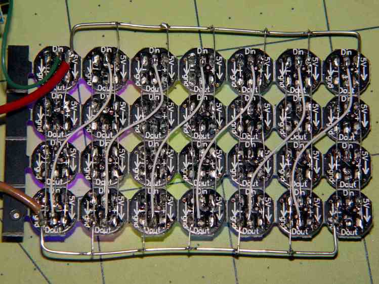 WS2812 4x7 LED test fixture - wiring