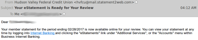 HVFCU - Statement email - From address
