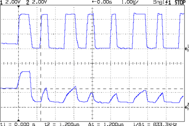 WS2812 Array Fail 1 - in vs out - detail