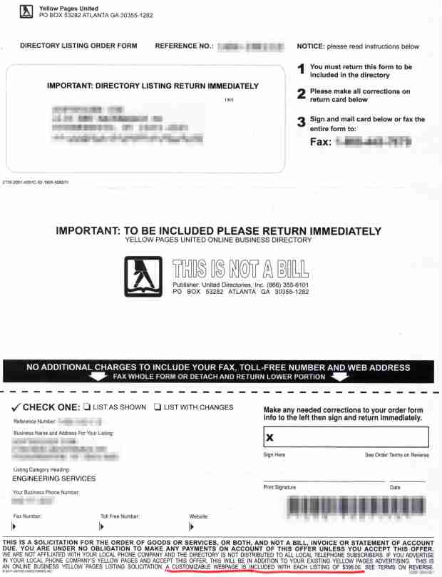 Biz Directory Scam - the deal