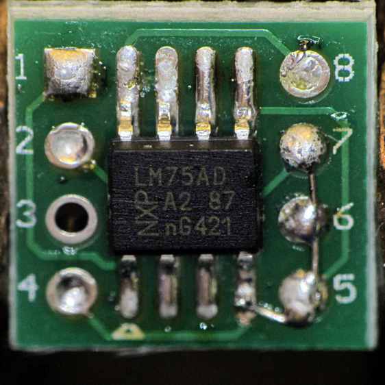 LM75A on DIP8 adapter - top