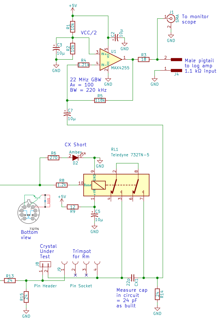 Test fixture - Relay - MAX4255 amp - schematic