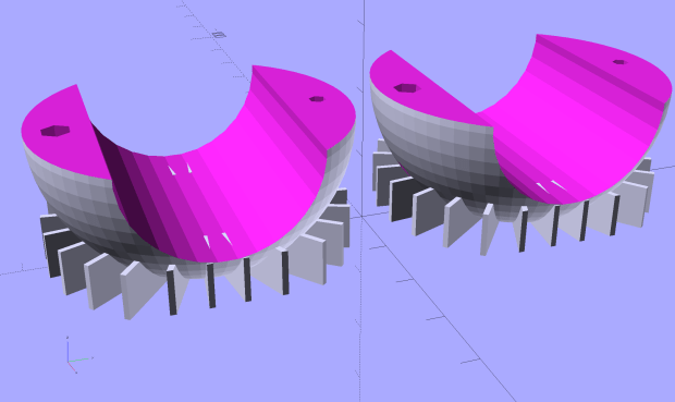 Fairing Flashlight Mount - Ball - build view - solid model