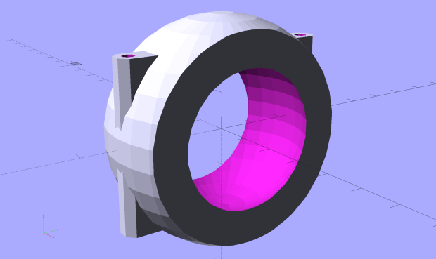 Fairing Flashlight Mount - Clamp - show view - solid model