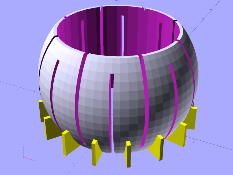 Fairing Flashlight Mount - Finger Ball - solid model - support fins