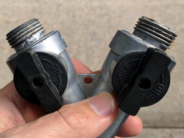 Garden hose Y valve - after vinegar soak