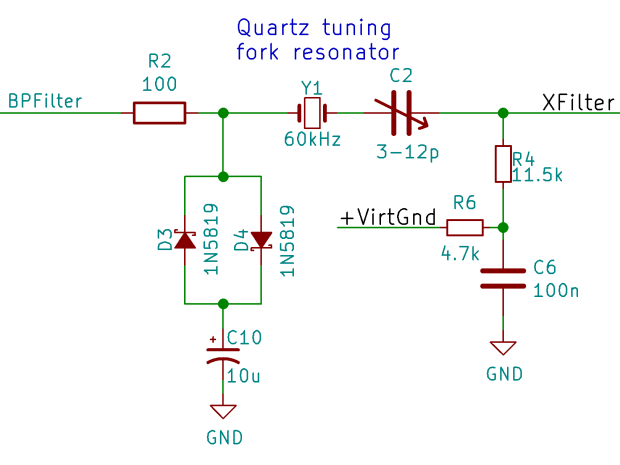 Tuning Fork Resonator Filter - protection and biasing