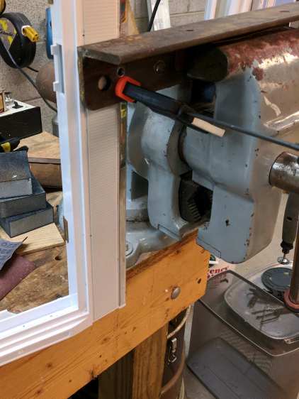 Refrigerator shelf slide - upright vise clamp