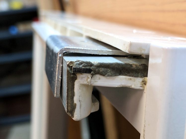 Refrigerator shelf slide - trial assembly