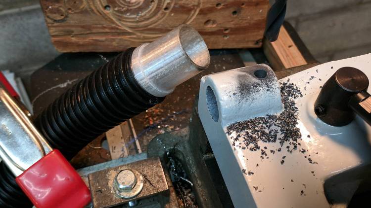 Drilling for tailstock lever stop