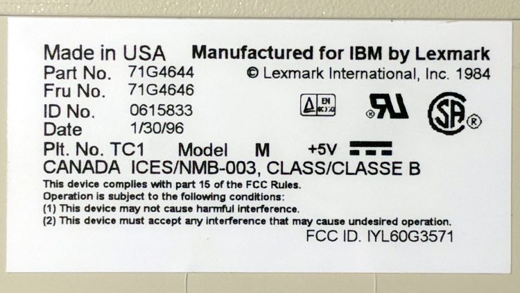 IBM Model M 1996 - label