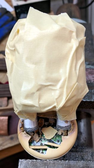 Failed CFL - tube wrap - shattered base