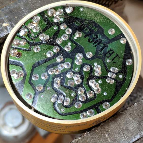 Failed CFL - PCB solder side faces upward