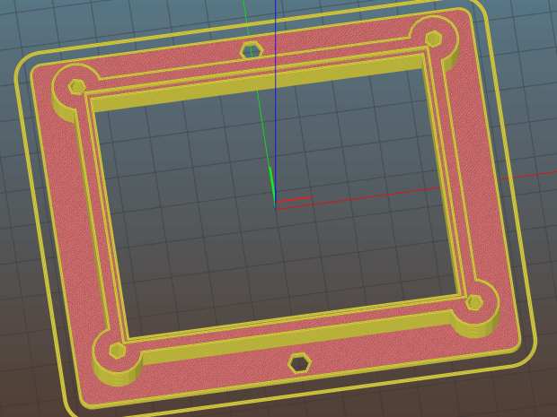 Proto Board Holder 90x70 - Flange mounting holes - Slic3r preview