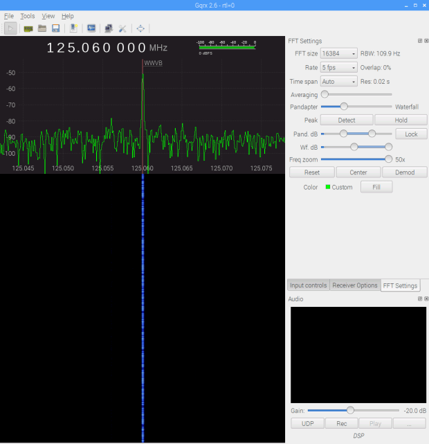 WWVB - xtal filter - waterfall 5 fps RBW 109.9 Hz Res 0.02 s - gqrx window - 20171116_103542