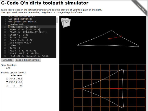 Spirograph - 3 lobes - QnD Simulator