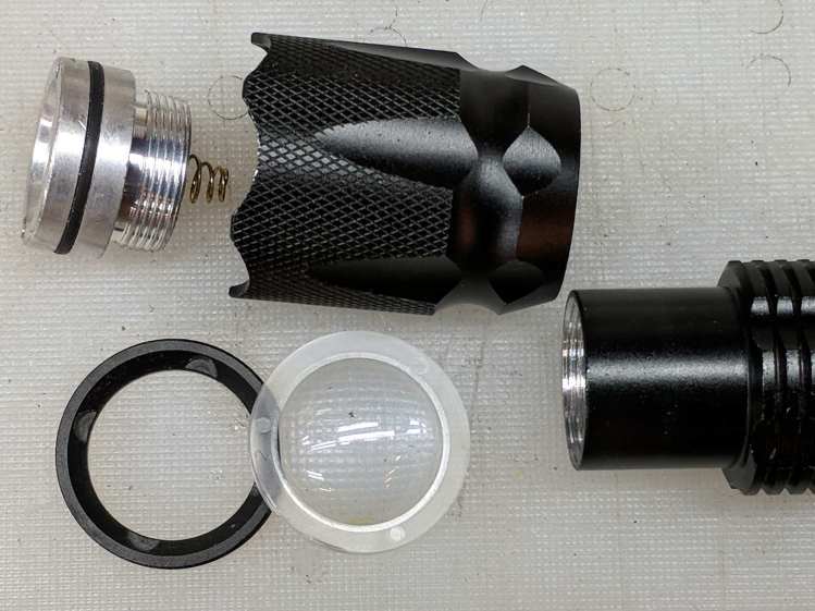 J5-V2 Flashlight - front parts